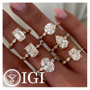 Proveedor de joyería fina Regalos de compromiso para mujeres <span class=keywords><strong>Moissanite</strong></span> de 3 piedras 1 quilate 2 quilates 3 quilates Anillo de joyería de oro hueco personalizado de 14K - Product Image 4