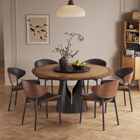 Table à manger ronde en bois massif de luxe moderne ensemble de chaises 4 6 8 places salon restaurant rotatif noir meubles designs