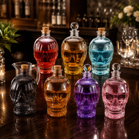 Bouteille en verre créative en forme de crâne pour bar à domicile, table à manger, présentation de fête, personnalisable OEM ODM avec rapport d'inspection, multi-usages