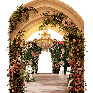 Arco Floral en Forma de U Estilo Boho con Hierba de Pampas y Flores Secas para Decoración de Bodas y Eventos Modernos - Product Image 6