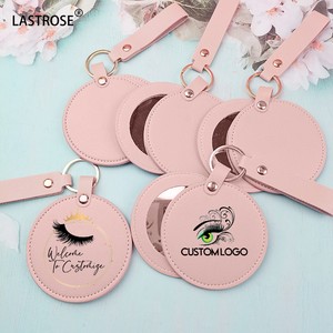Khuyến mại vòng gương túi nhỏ gọn da PU Keychain gương nhỏ trang điểm Túi gương - Product Image 2