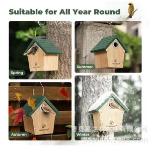 บ้านนกไม้ Kingsyard หลังคาสีเขียว ขนาดเล็ก กล่องรังแขวนกลางแจ้งสำหรับนก - Product Image 3