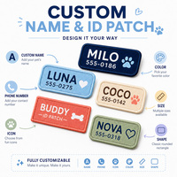 Étiquette d'identification personnalisée tissée pour animaux de compagnie, pour harnais, gilet ou sacoche, texte clair, numéro de contact, légère, avec fermeture auto-agrippante, badge nominatif personnalisé