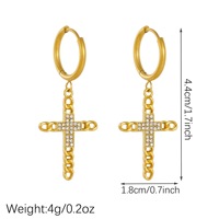 Anting Hoop Baja Tahan Karat 316L 2 Model Liontin Bunga dan Salib dengan Zirkon CZ Warna Emas Tahan Air Hadiah untuk Wanita OEM