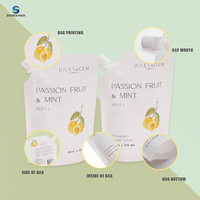 Sac debout personnalisé emballage biodégradable écologique pochette de recharge pour liquide cosmétique kraft