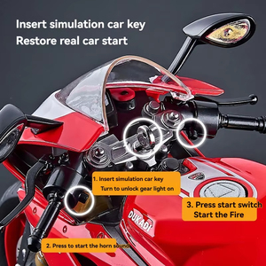 Motocicleta <span class=keywords><strong>Ducati</strong></span> 1299 de Metal Fundido a Presión, Escala 1:9, con Efecto de Humo, Juguete Eléctrico de Alta Tecnología - Product Image 3