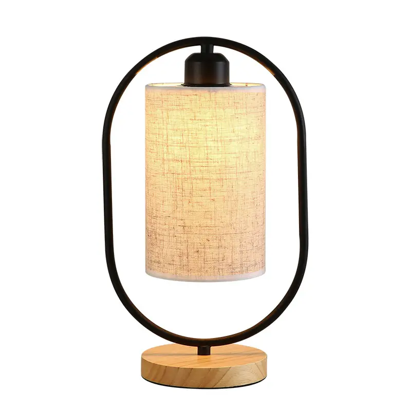 Nordic home decor wood base table lamp cloth lamp shade bedroom Wood Home Hotel Bedside Desk Light children living room lamps