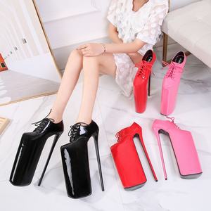 Chaussures pour femmes, talons aiguilles très hauts de 30 cm, lacets bas, talons de soirée, plateforme de 20 cm, bottines à la cheville pour filles sexy - Product Image 3