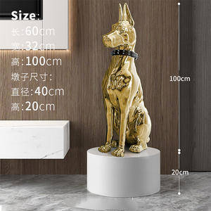 Escultura de <span class=keywords><strong>Doberman</strong></span> Pinscher de Gran Tamaño, Estilo Golden Retriever, Arte Animal Moderno, Cromado en Oro y Plata, para Decoración - Product Image 4