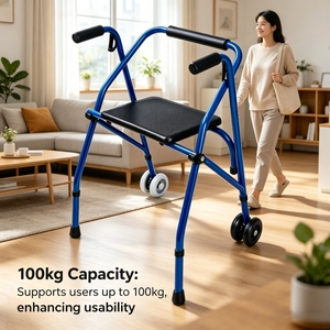 CL810L Brand Simple Two-Wheel Aluminum <strong>Rollator</strong> <strong>Walker</strong> with 100kg Capacity Disc Brake for Rehabilitation Therapy Supplies - Product Image 6