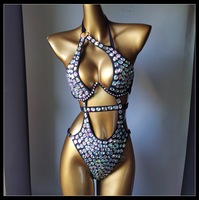 Diamant nouveau maillot de bain une pièce tendance Bikini frange motif solide étincelle cristal décoration licou une pièce Bikini