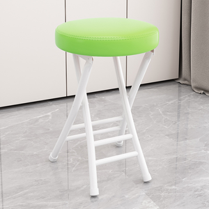 Folding <b>Stool</b> With PU Leather Seat Modern Minimalist Design Home Furniture Chair For Living Room And Balcony Use - Product Image 2
