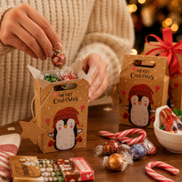 Wholesale Christmas Kraft Paper Gable Gift Boxes 24 Pcs 6 Designs Food Safe Candy Cookie Party Favor OEM MOQ 100