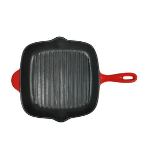 热卖不粘烤架盘方形铸铁烤架盘铸铁搪瓷长方形炊具