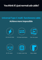 Cable de carga rápida USB 100 Gen2 para estación de acoplamiento, Cable de USB-C de 5A, 3,2 W, 6,6 pies, PD, datos de 10Gbps para discos duros MacBook Air iPad