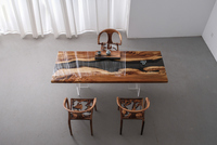 Table en résine époxy en bois de noyer massif écologique personnalisé pour les hôtels Table de cuisine à café de meilleure qualité pour restaurant