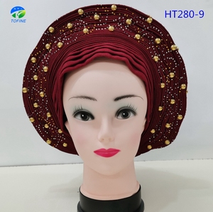 Top vente Nigeria Aso Oke Gele Headtie violet Gele Headtie femmes africaines Headtie pour la fête - Product Image 6