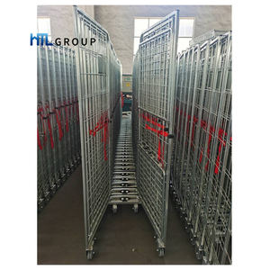 กรงรถลากแพลตฟอร์มโลหะสำหรับคลังสินค้า,กรงม้วนภาชนะรถเข็นแบบพับได้ - Product Image 2