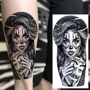 Custom 1 Sheet Sexy Evil Women Face <strong>Joker</strong> Mask Temporary <strong>Tattoos</strong> for Body &amp; Face Waterproof Realistic Paper New Designs - Product Image 5