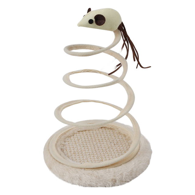 2026 New Model Eco-Friendly Cat Toy Fashionable Spiral Steel Wire Spring Disc Made Cotton Fabric Pet Interactive Movement Mouse