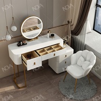 NOVA Ensemble de coiffeuse moderne blanche multifonctionnelle avec miroir intelligent sur pied et éclairage LED pour appartement et salon