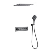 Système de douche thermostatique moderne avec pommeau pluie et douchette à main pour installation encastrée dans la salle de bain