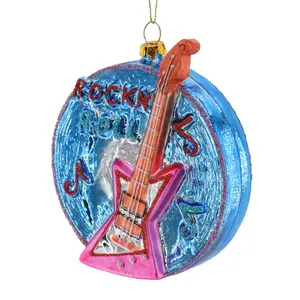 Dilukis tangan satu sisi kaca ornamen Natal bola pohon gantung dekorasi mutiara aksesoris Rock penyanyi Bess liontin