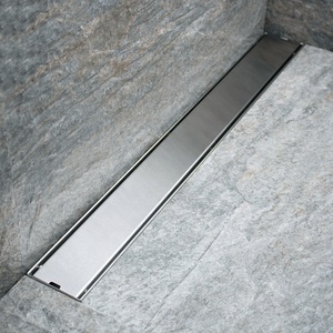 Desagüe de Piso <span class=keywords><strong>Lineal</strong></span> Negro para Baño, Invisible, con Inserto de Azulejo, de Acero Inoxidable 304, Acabado Níquel Cepillado, Decorativo y Moderno - Product Image 1