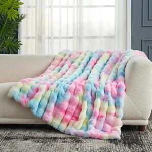<b>Bubble</b> Faux Fur Throw Rabbit Plush Teddy Soft Blanket Winter Warm Cozy Fluffy Bed Couch Decor Luxury Gift for <b>Kids</b> Women - Product Image 3