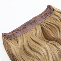 Extensions capillaires synthétiques ondulées naturelles résistantes à la chaleur en gros, marque privée, ombrées, sans couture, avec fil invisible pour femmes