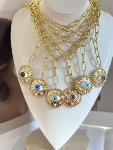 Kalung liontin perhiasan mata Turki warna-warni trendi baru liontin zirkon kubik kalung rantai Chunky untuk perhiasan pria dan wanita - Product Image 2