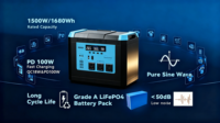 Station d'alimentation solaire portable 1000W LiFePO4 MPPT avec lampe torche, démarreur de batterie, onde sinusoïdale pure, écran LCD et protection contre les surcharges pour voiture