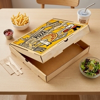 Boîte à pizza en papier kraft personnalisée avec logo, emballage en carton ondulé pour la livraison de pizzas à emporter