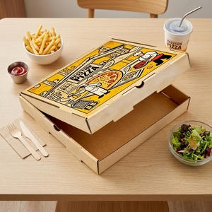 Scatola per Pizza da Asporto in Cartone Ondulato Personalizzata, Rigida, di Alta Qualità, Ecologica, Riciclabile, con Laminazione Opaca, Stampa UV ed Goffratura - Product Image 3