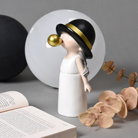 Statue Fille à la Gomme à Mâcher Kakizzy, Artisanat en Résine Mignon, Décoration de Chambre d'Enfant Nordique, Ornement pour la Maison