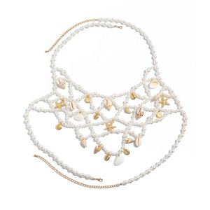 Women's Alloy Seashell Body <b>Chain</b> Pearl Layered Waist Jewelry Ocean Resort Style Conch Pendant for Engagement Beach Vacation - Product Image 2