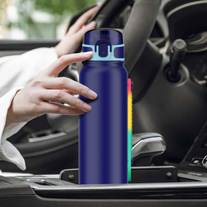 Eco-friendly Custom 600ml New Design Style Deep Blue Insulated Stainless Steel Water <b>Bottle</b> With <b>Straw</b> - Product Image 3