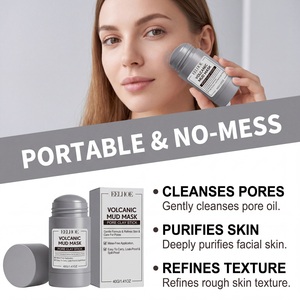 Mascarilla de Barro Volcánico en Barra 40g, Mascarilla de Arcilla Limpiadora Profunda para Puntos Negros y Piel Grasa, Purificante con Ácido Glicólico AHA, Portátil y sin Enredos - Product Image 2