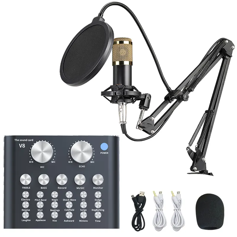 XY Hot V8 V9 kartu suara BM800, mikrofon Studio dengan kabel rekaman eksternal perangkat Audio profesional langsung