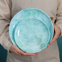 Assiettes en mélamine personnalisées à motif marbre turquoise pour la décoration de tables de restaurant et la salle à manger à domicile