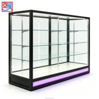Vitrine en verre verrouillable avec éclairage RGB inférieur, étagères en verre trempé, structure métallique robuste, pour magasin de tabac, cigares, présentoir de vente au détail