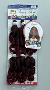 Lot de 6 extensions capillaires synthétiques ondulées souples noires de 12 pouces pour femme, tresses au crochet lisses, boucles françaises, vente en gros - Product Image 2