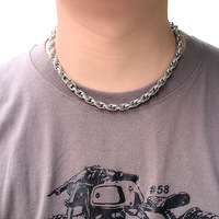 Ensemble de bijoux pour homme en acier inoxydable massif : collier et bracelet à maillons cubains et chaîne torsadée avec fermoir double