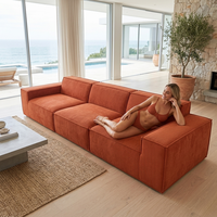 Modernes Rechteckiges Modulares Ecksofa mit Gestepptem Stoff für Wohnzimmer, Apartment, Hotel, Villa, Hochdichter Schaumstoff-Kombination