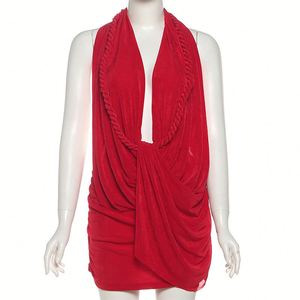 Robe pour femme à col en V profond, deux couleurs, mini-robe tressée, dos nu, vêtements de <span class=keywords><strong>boutique</strong></span>, tailles S-L - Product Image 2