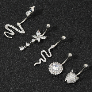 Yiwu daicy bán buôn nút bụng Nhẫn piercing đồ trang sức đồng dát Zircon dangle bướm <span class=keywords><strong>Navel</strong></span> Vòng - Product Image 2