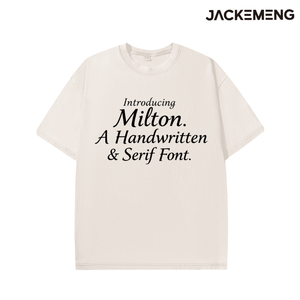 Camiseta Oversize de Algodón Lavado con Estampado de Texto Minimalista Negro con Fuente <span class=keywords><strong>Serif</strong></span> Milton, Estilo Retro Streetwear Casual, Venta al por Mayor desde Almacén de EE. UU. - Product Image 3