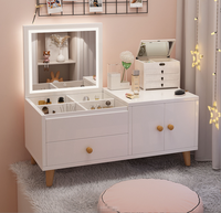 STG Coiffeuse moderne rose minimaliste éclairée avec grand rangement pour chambre, hôtel, appartement