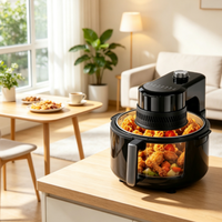 Friteuse à air chaud de comptoir 5L avec flux d'air complet, double bouton de commande et réglage tactile de la minuterie et de la température, arrêt automatique, appareil de cuisson de cuisine