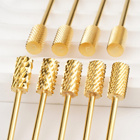Haut de gamme 5XC 3XC 6.6mm grand baril plat haut manucure polissage ongles forets or enduit double Rotation carbure fraise
